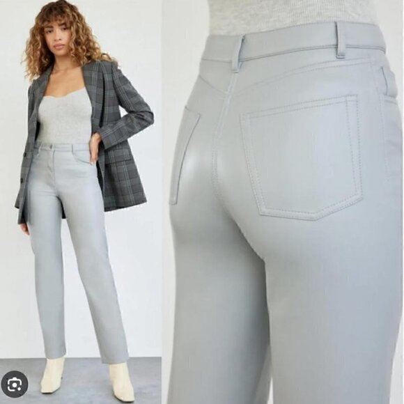 NWT Aritzia Wilfred Faux Leather Marbled Grey Melina Pants - Size 6 - Picture 1 of 5